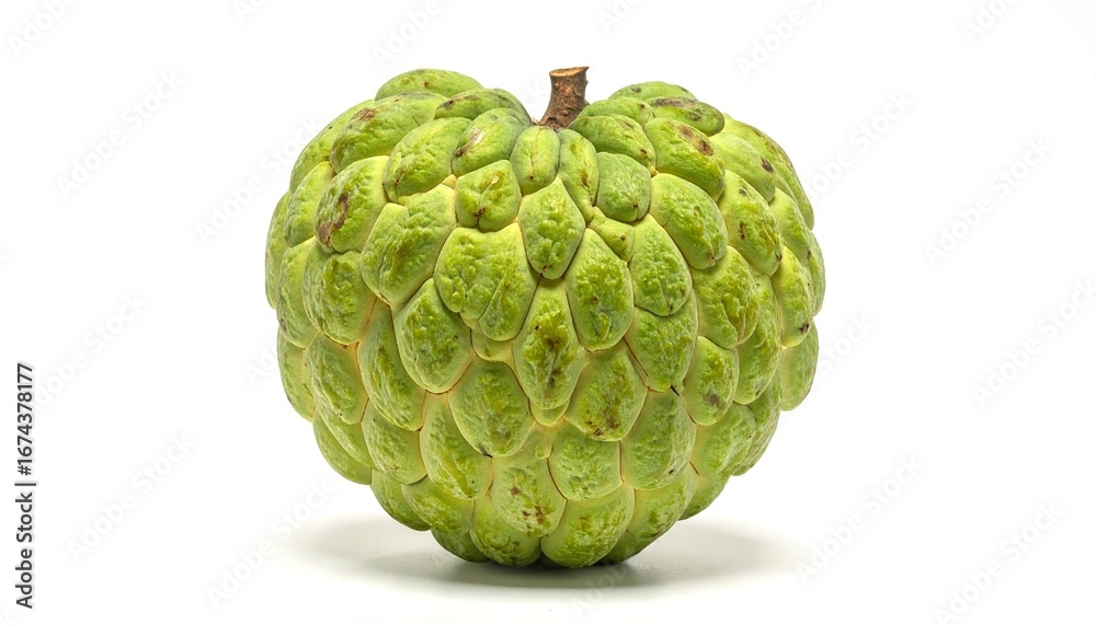 Fototapeta premium Custard apple isolated showing textured skin on a white background