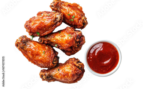 Crispy fried chicken wings on transparent background, png