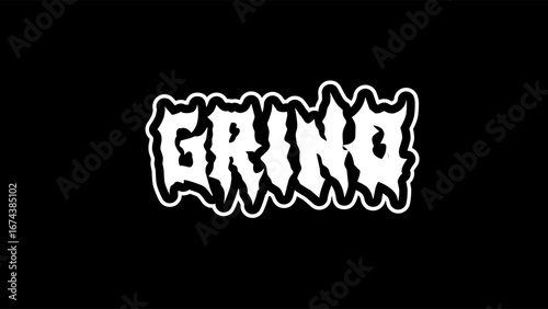 grind, typography vector design. Bold lettering in sharp metal style, perfect for streetwear, music band merch, and edgy graphic tees, sticker, poster