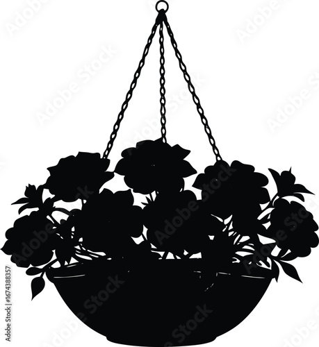 Petunia Hanging Basket Silhouette