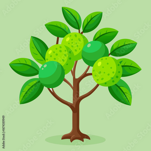 Vibrant green lime tree bursting with ripe citrus fruit and lush leaves, perfect for healthy living, organic food, and natural product promotions