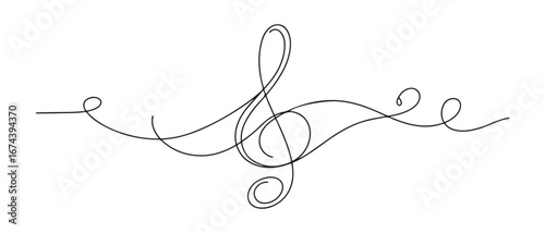 Continuous one line drawing abstract music note background, notes vector illustration. Outline sketch of sound. Vector black silhouette. with white background
