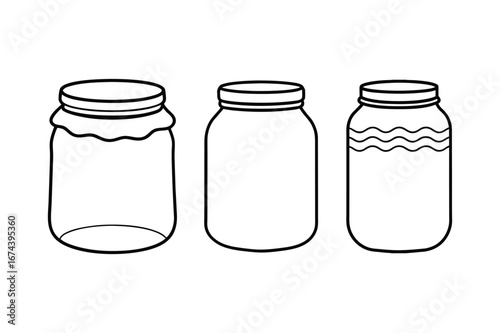 jam Jar line art, Set of jam Jar line art , jam Jar silhouette bundle 
