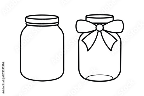 jam Jar line art, Set of jam Jar line art , jam Jar silhouette bundle 