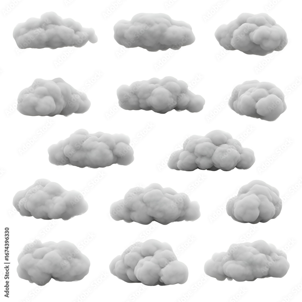 Fototapeta premium Create Fluffy Cumulus Clouds with Transparent Backgrounds for Design Projects