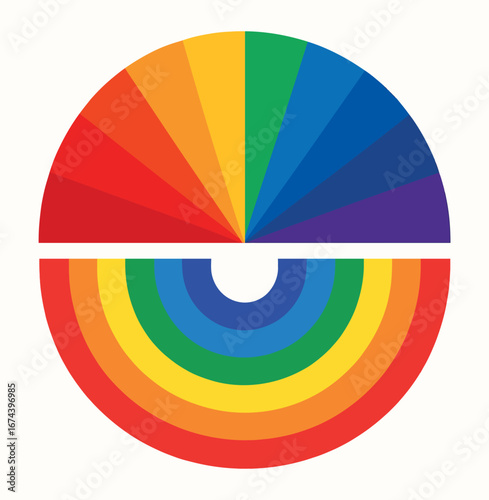 Colorful Circular Rainbow Geometric Abstract Design