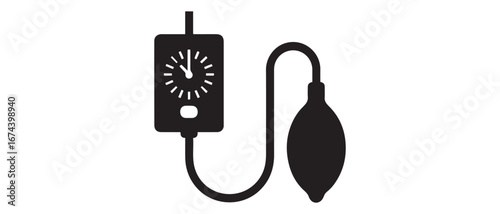 Blood Pressure Icon, Blood Pressure Measurement Icon Vector Art Illustration. Vector black silhouette. with white background