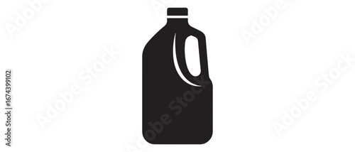 Gallon Of Milk Icon, Big Plastic Bottle Vector Art Illustration. Vector black silhouette. with white background