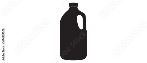 Gallon Of Milk Icon, Big Plastic Bottle Vector Art Illustration. Vector black silhouette. with white background