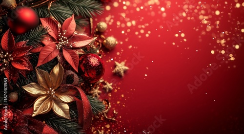 Beautiful Festive Arrangement With Red and Gold Ornaments for the Holiday Season