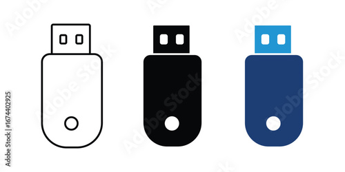 USB pen drive icon set vector illustration isolated on white background.
