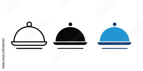 Food serving dish icon vector. restaurant dining service symbol
