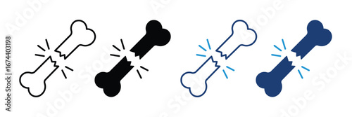 Broken bone icon. fracture, break, injury, medical, health, pain, accident symbol vector 
