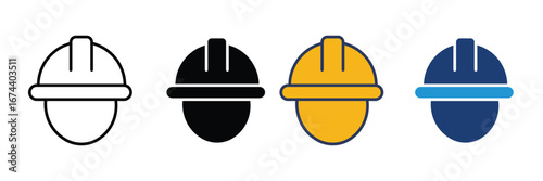 Safety helmet icon set vector. hard hat symbol. construction hat icon