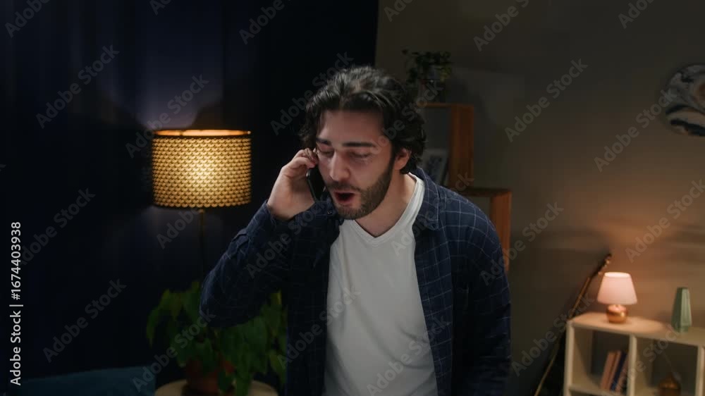 Angry Spanish man calling on phone and shouting, portrait of screaming ...