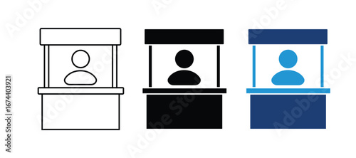 exhibition icon set. booth symbol, counter icon. vector illustration