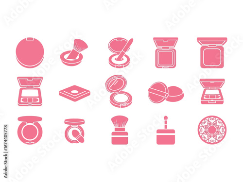 Beauty Essentials: A vibrant collection of cosmetics including compacts, brushes, and applicators, inviting creativity and self-expression.