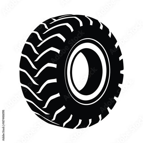 Monster tractor tire silhouette vector, Black Monster tractor tire silhouette 