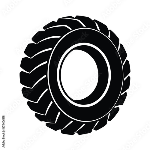 Monster tractor tire silhouette vector, Black Monster tractor tire silhouette 