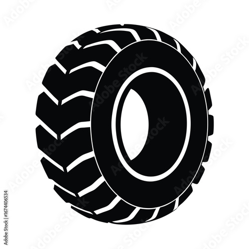 Monster tractor tire silhouette vector, Black Monster tractor tire silhouette 