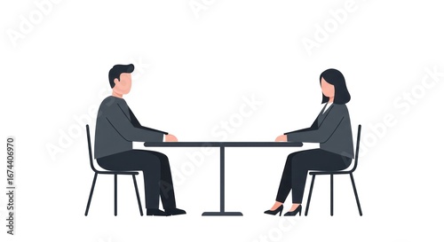 Wallpaper Mural Two business people sitting opposite each other at a table Torontodigital.ca