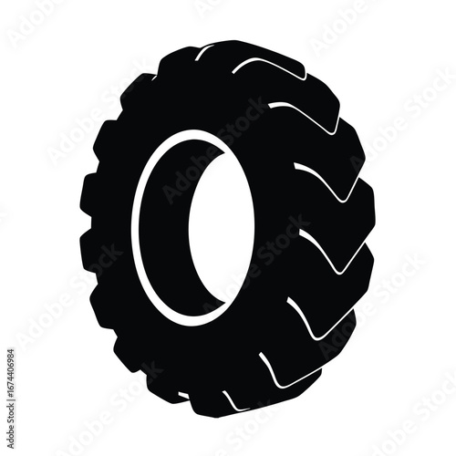 Monster tractor tire silhouette vector, Black Monster tractor tire silhouette 