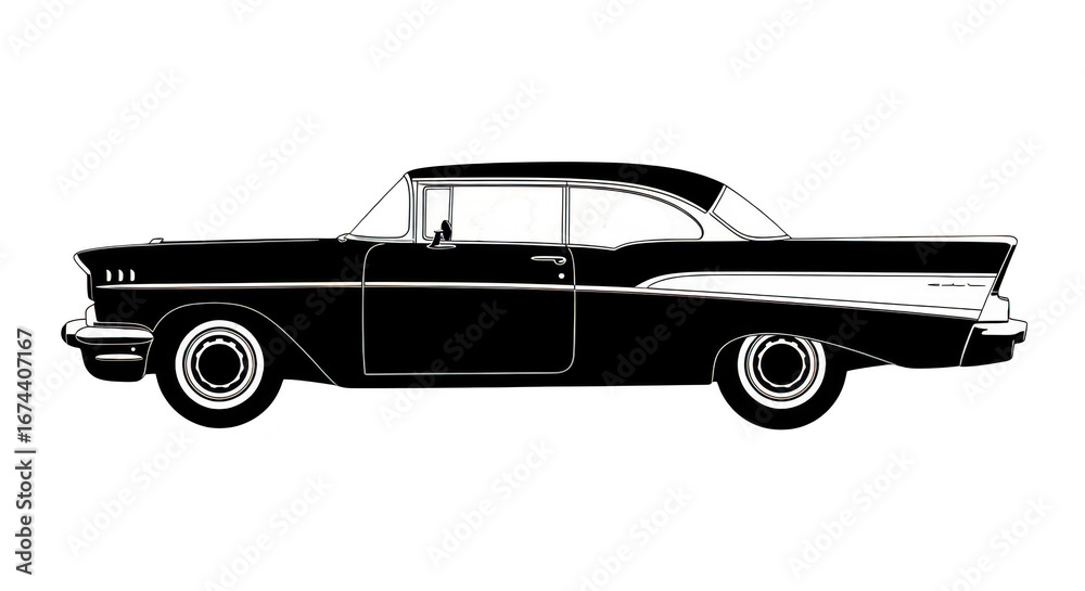 Obraz premium Classic car isolated on transparent background silhouette design