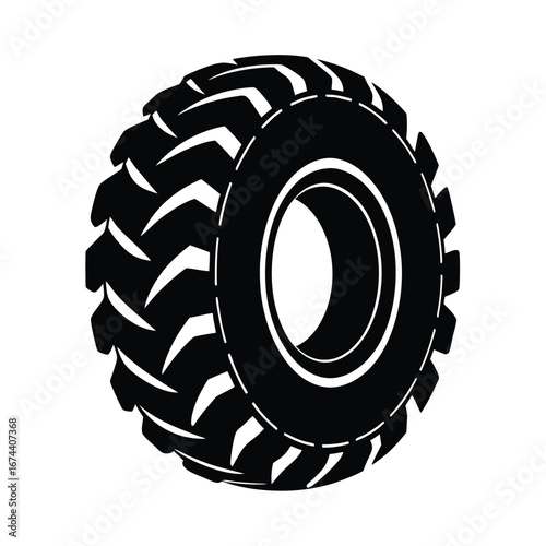 Monster tractor tire silhouette vector, Black Monster tractor tire silhouette 