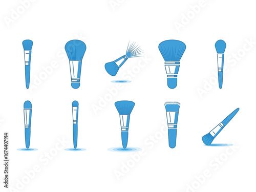 Essential Tools: Set of makeup brushes, essential tools for every beauty routine, elegantly arranged, promising flawless application and radiant results.