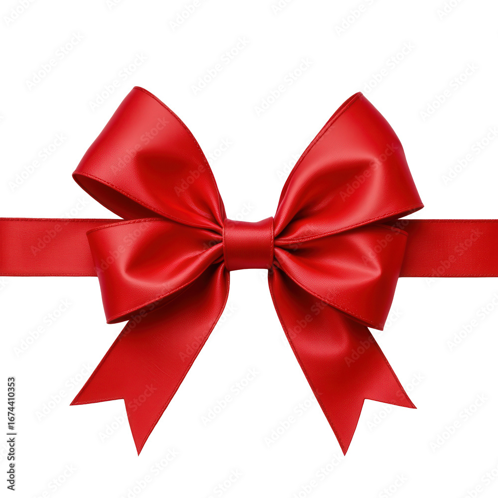 Fototapeta premium Elegant Red Ribbon Bow on Transparent background for Gift Decoration