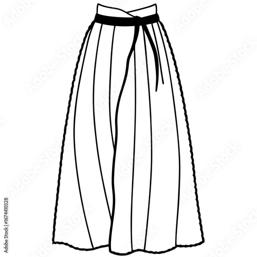 Elegant Maxi Skirt Fashion Sketch Vector on White Background