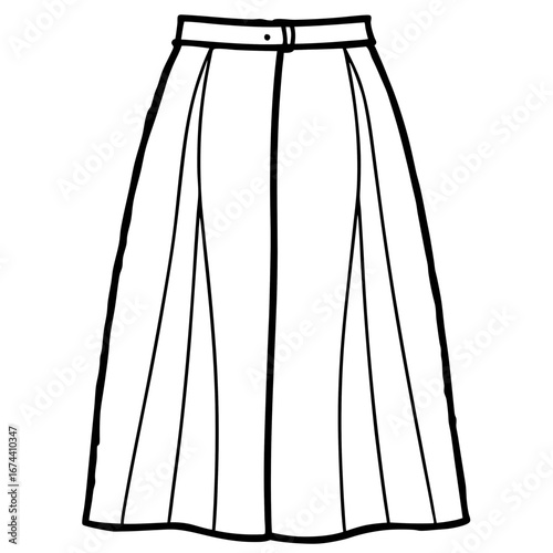 Elegant Maxi Skirt Fashion Sketch Vector on White Background