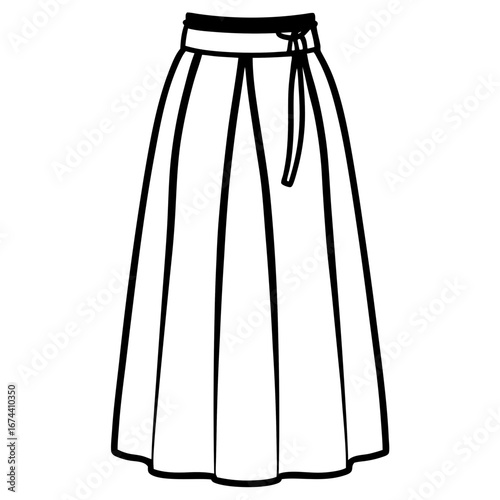 Elegant Maxi Skirt Fashion Sketch Vector on White Background