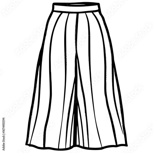 Elegant Maxi Skirt Fashion Sketch Vector on White Background