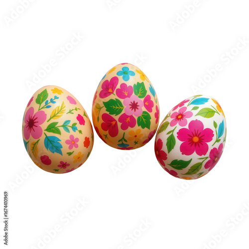 Colorful Decorative Easter Eggs with Floral Patterns and Designs