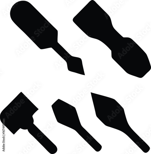 Silhouette Depiction of Carpentry Tools Illustrating a Variety of Shapes and Functions for Woodworking and Construction Tasks