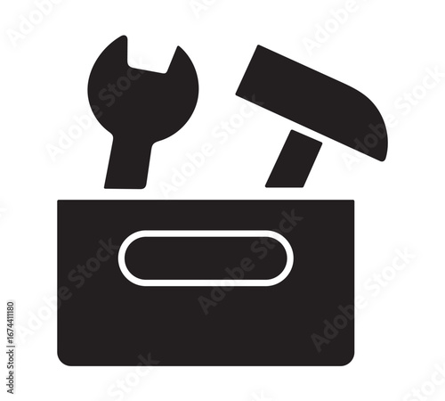 Toolbox with Hammer and Wrench Vector | Tool Icon