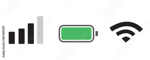 Iconography for mobile device status signal battery and wifi connectivity