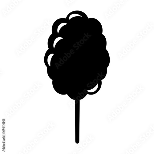 Silhouette of cotton candy on a stick, simple icon illustration