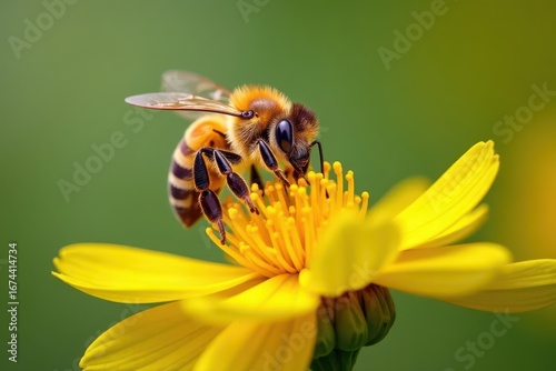 Wallpaper Mural Close-up of busy honey bee collecting nectar from yellow heather bloom, bee, nectar Torontodigital.ca