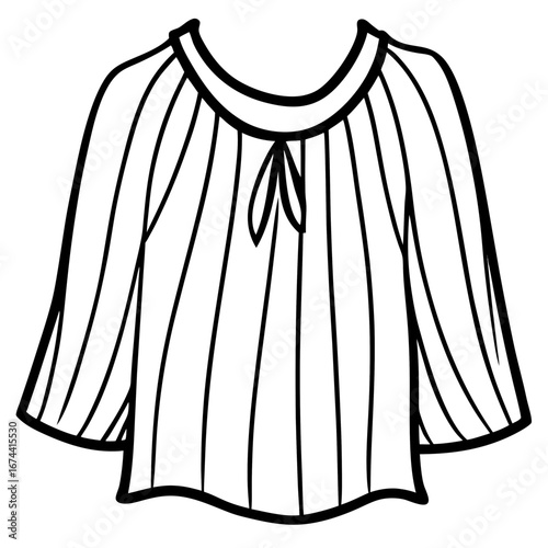 Minimalist Silk Boho Top Line Art Vector Illustration on White Background