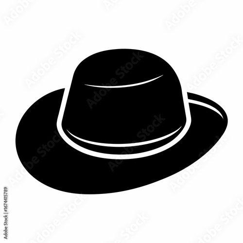 Elegant black hat with white trim, a timeless fashion accessory design