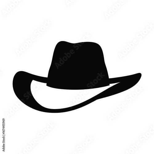 Classic cowboy hat silhouette in stark black and white minimalism