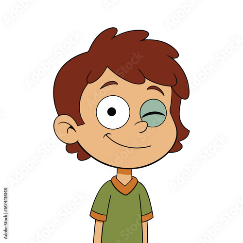 kid eye squinting on white background.eps