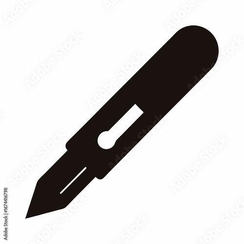 Black Scalpel Illustration Sharp Surgical Instrument for Medical Professionals and Applications