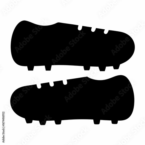 Stylized Black Silhouette of Two Soccer Cleats on a White Background