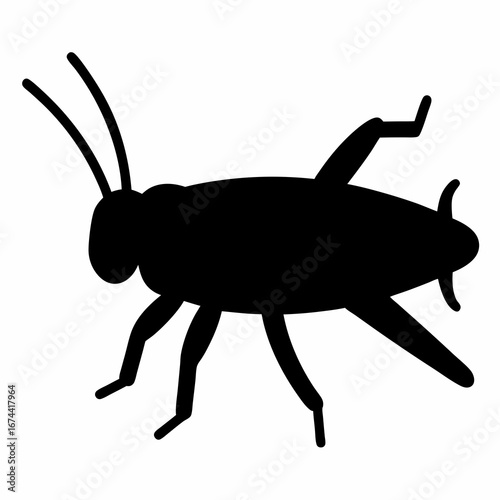 Silhouette of a detailed grasshopper on a white background showing legs