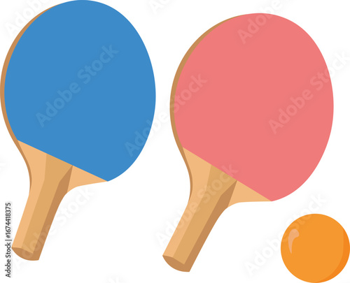 Colorful Ping Pong Paddles and Ball Set for Table Tennis Sports Graphics