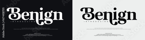 Benign premium luxury elegant alphabet letters and numbers. Vintage wedding typography classic serif font decorative vintage retro. creative vector illustration
