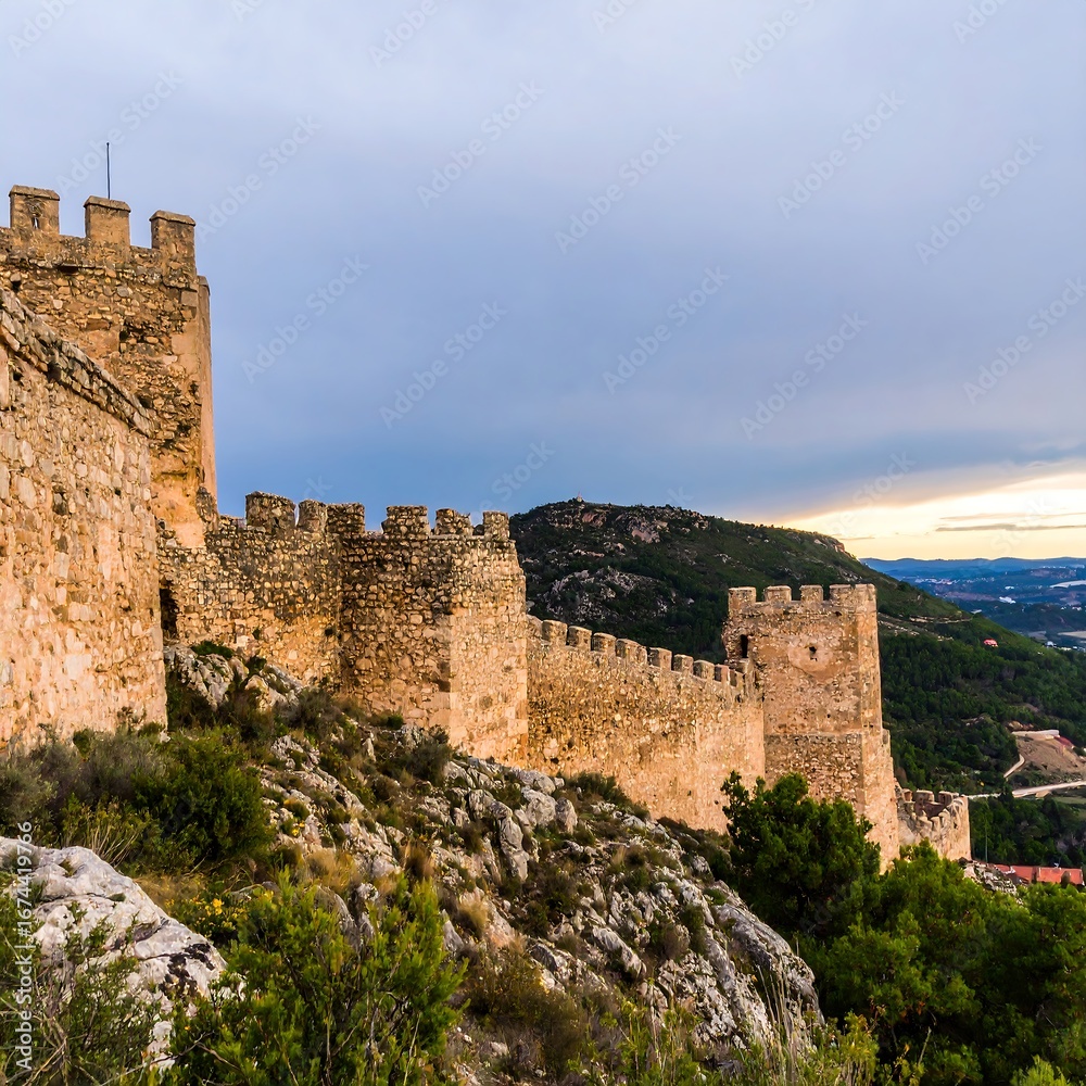 Obraz premium Ancient stone walls of a hilltop fortress